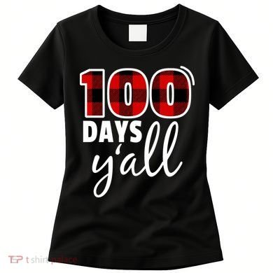 Plaid 100 Days Y'all Funny 100th Day Of School Women's T-Shirt