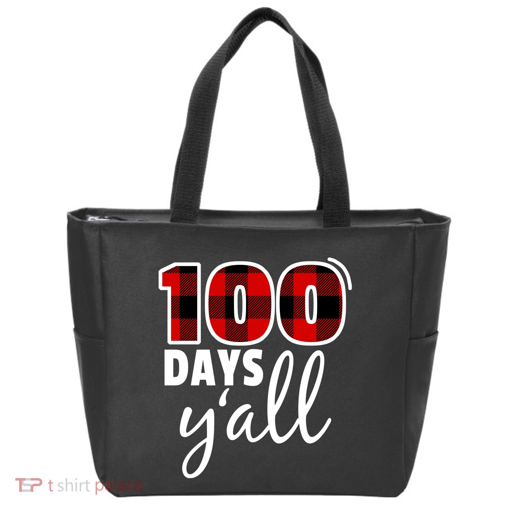 Plaid 100 Days Y'all Funny 100th Day Of School Tote Bag