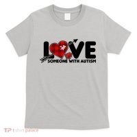 Plaid Love Someone With Autism T-Shirt thumb 0