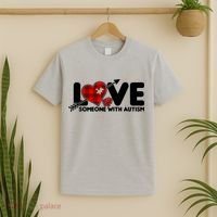 Plaid Love Someone With Autism T-Shirt thumb 2