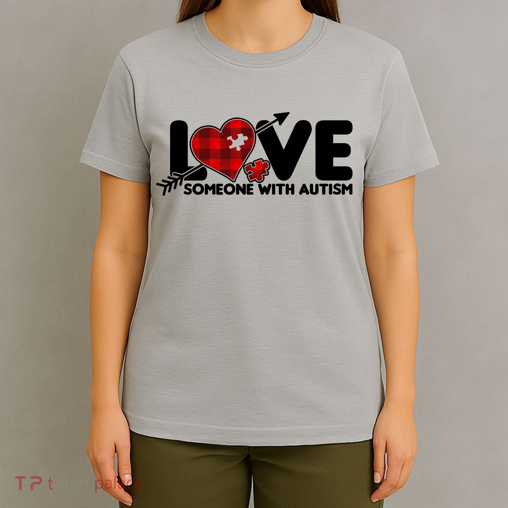 Plaid Love Someone With Autism T-Shirt