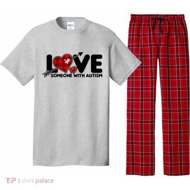 Plaid Love Someone With Autism Pajama Set