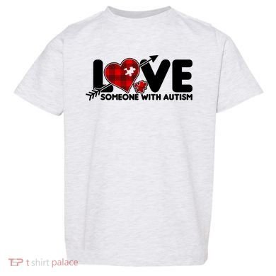 Plaid Love Someone With Autism Toddler T-Shirt