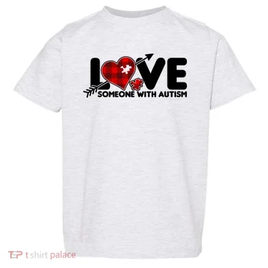 Plaid Love Someone With Autism Toddler T-Shirt