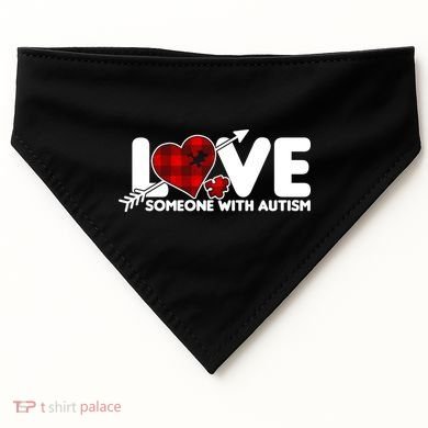 Plaid Love Someone With Autism USA-Made Doggie Bandana