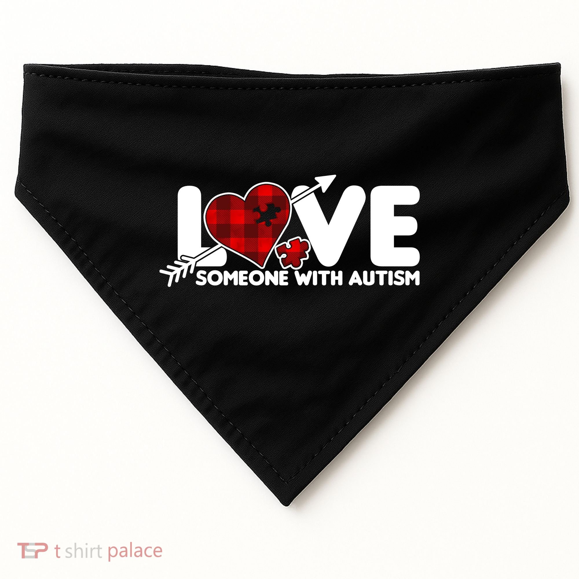 Plaid Love Someone With Autism USA-Made Doggie Bandana