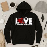 Plaid Love Someone With Autism Hoodie thumb 3