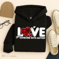 Plaid Love Someone With Autism Hoodie thumb 4