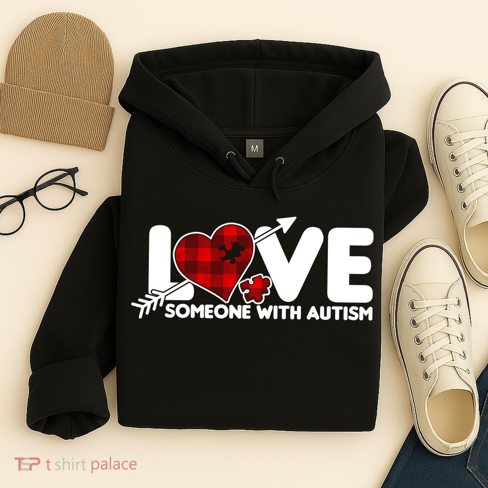 Plaid Love Someone With Autism Hoodie