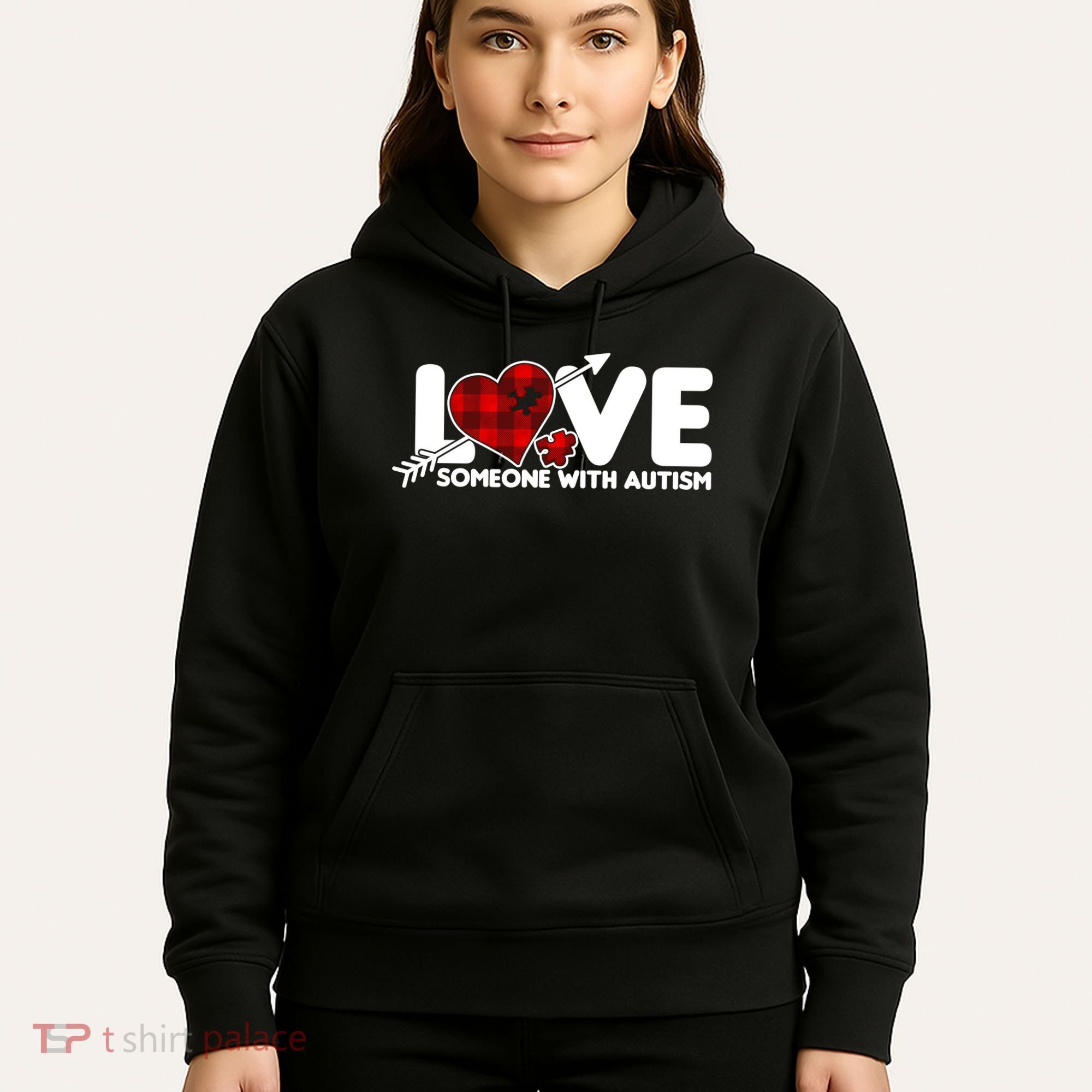 Plaid Love Someone With Autism Hoodie