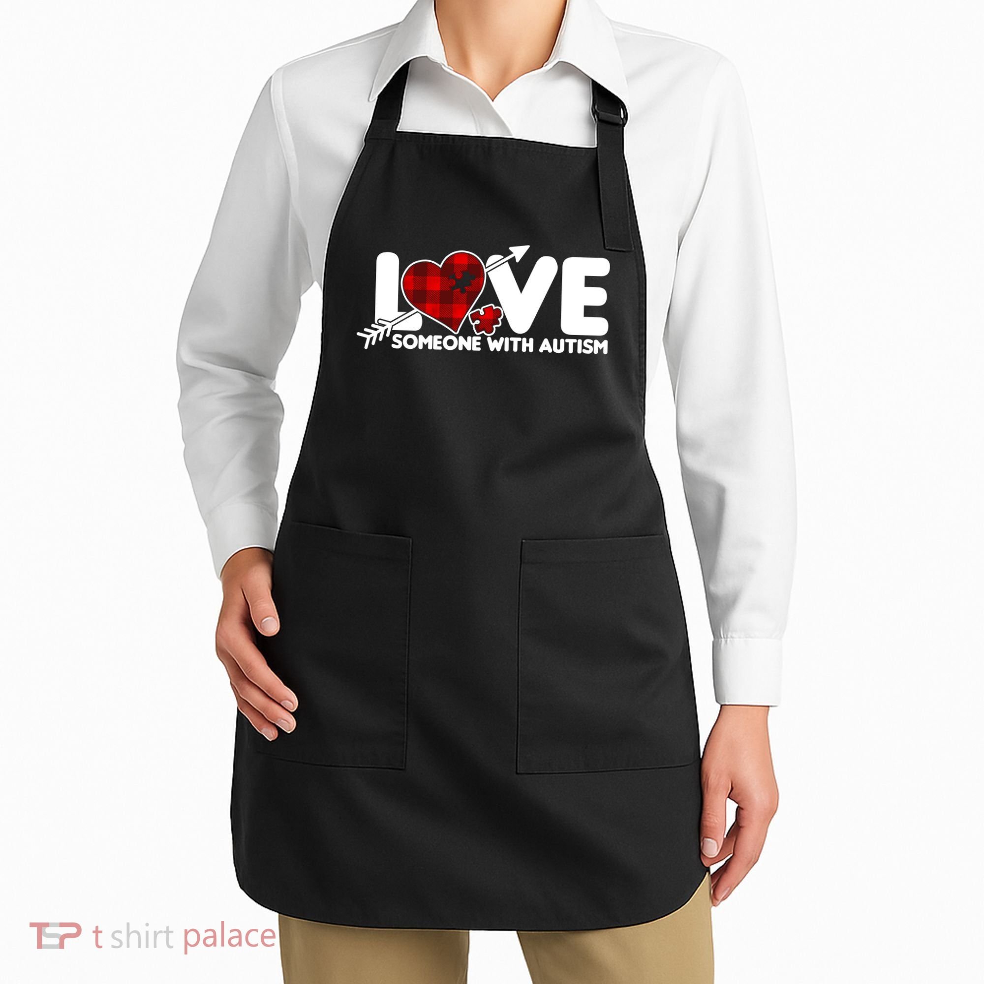 Plaid Love Someone With Autism Apron
