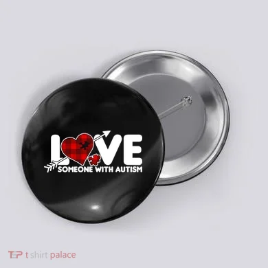 Plaid Love Someone With Autism Button