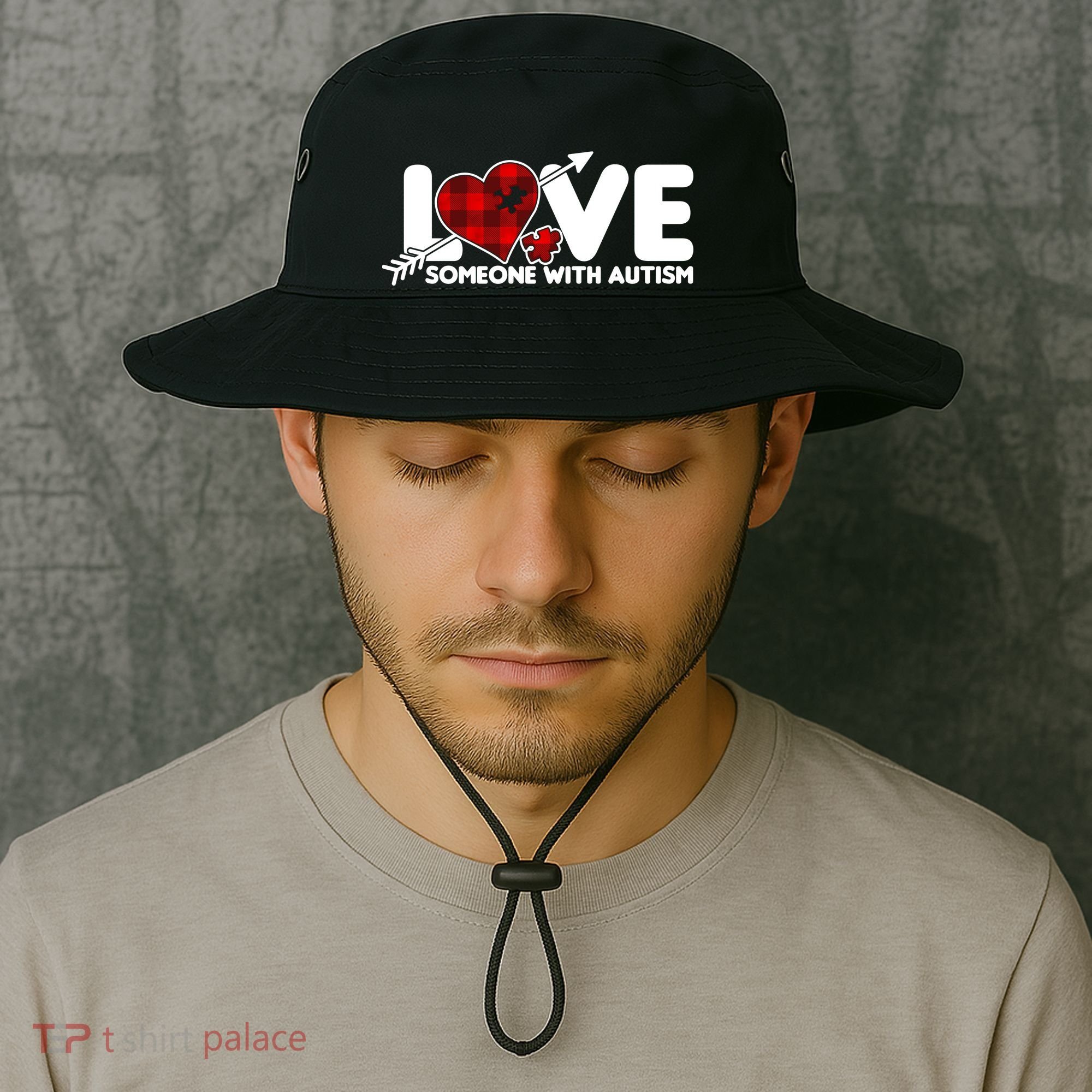 Plaid Love Someone With Autism Bucket Hat