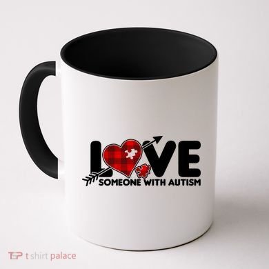 Plaid Love Someone With Autism Coffee Mug