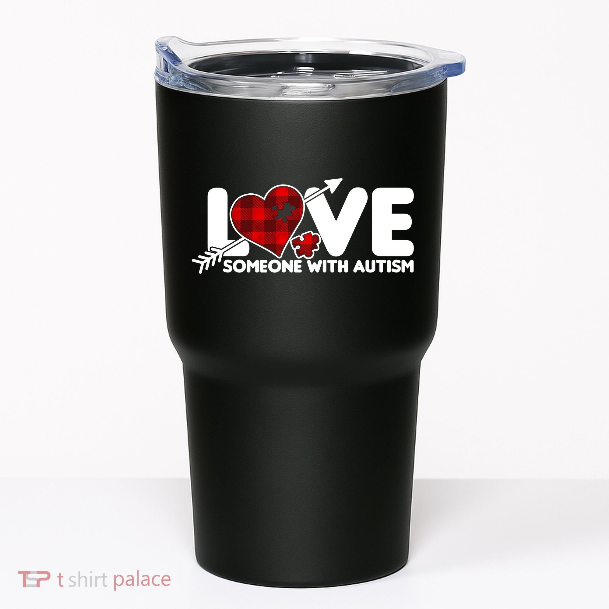 Plaid Love Someone With Autism Tumbler