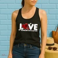 Plaid Love Someone With Autism Women's Tank Top thumb 2