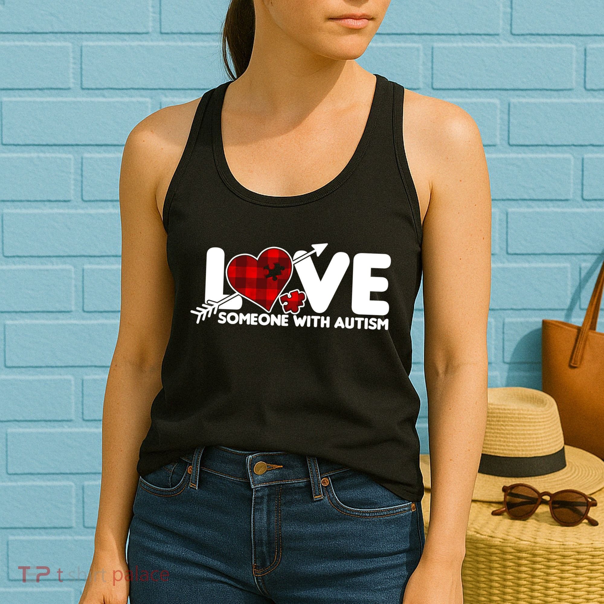 Plaid Love Someone With Autism Women's Tank Top