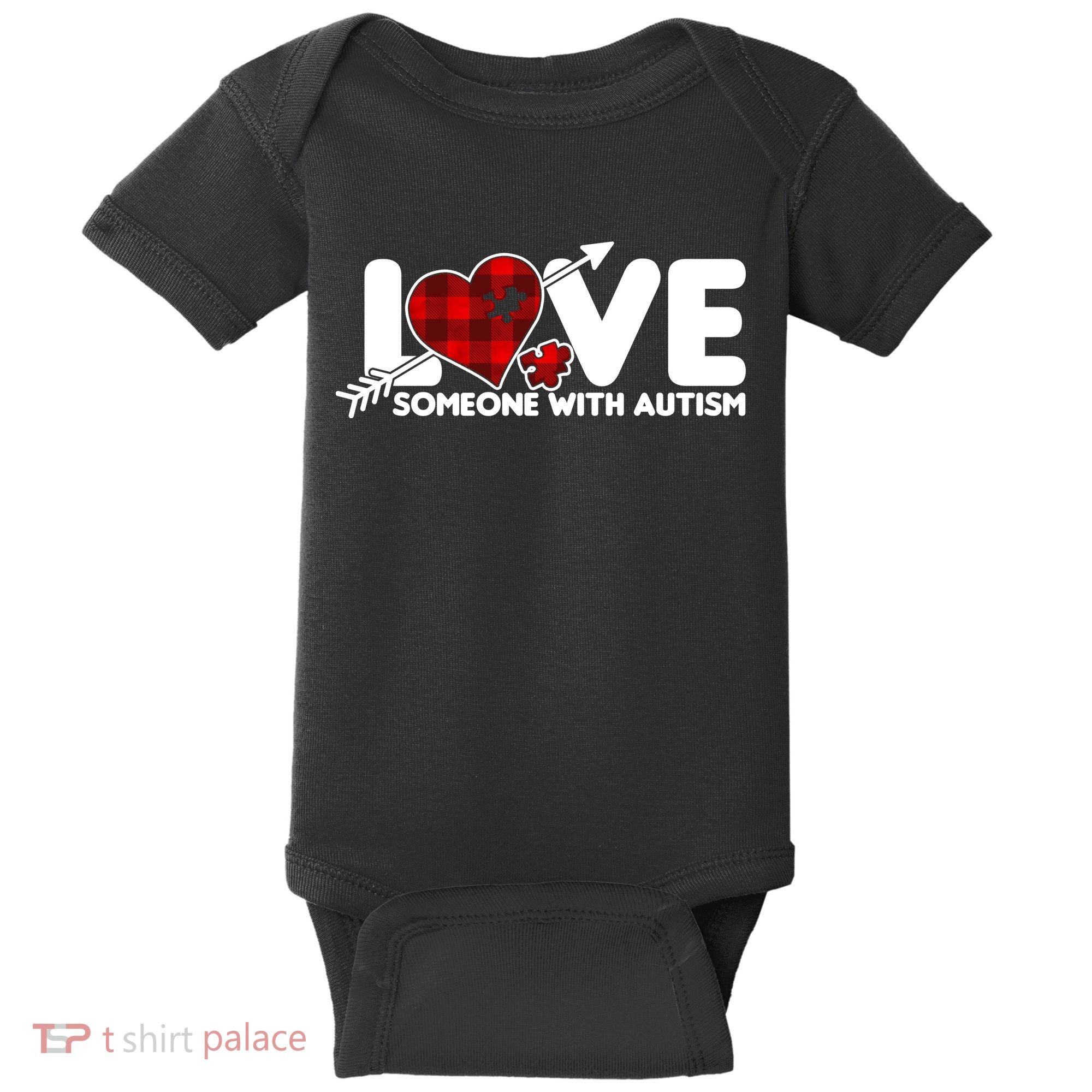 Plaid Love Someone With Autism Baby Bodysuit