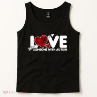 Plaid Love Someone With Autism Tank Top thumb 2