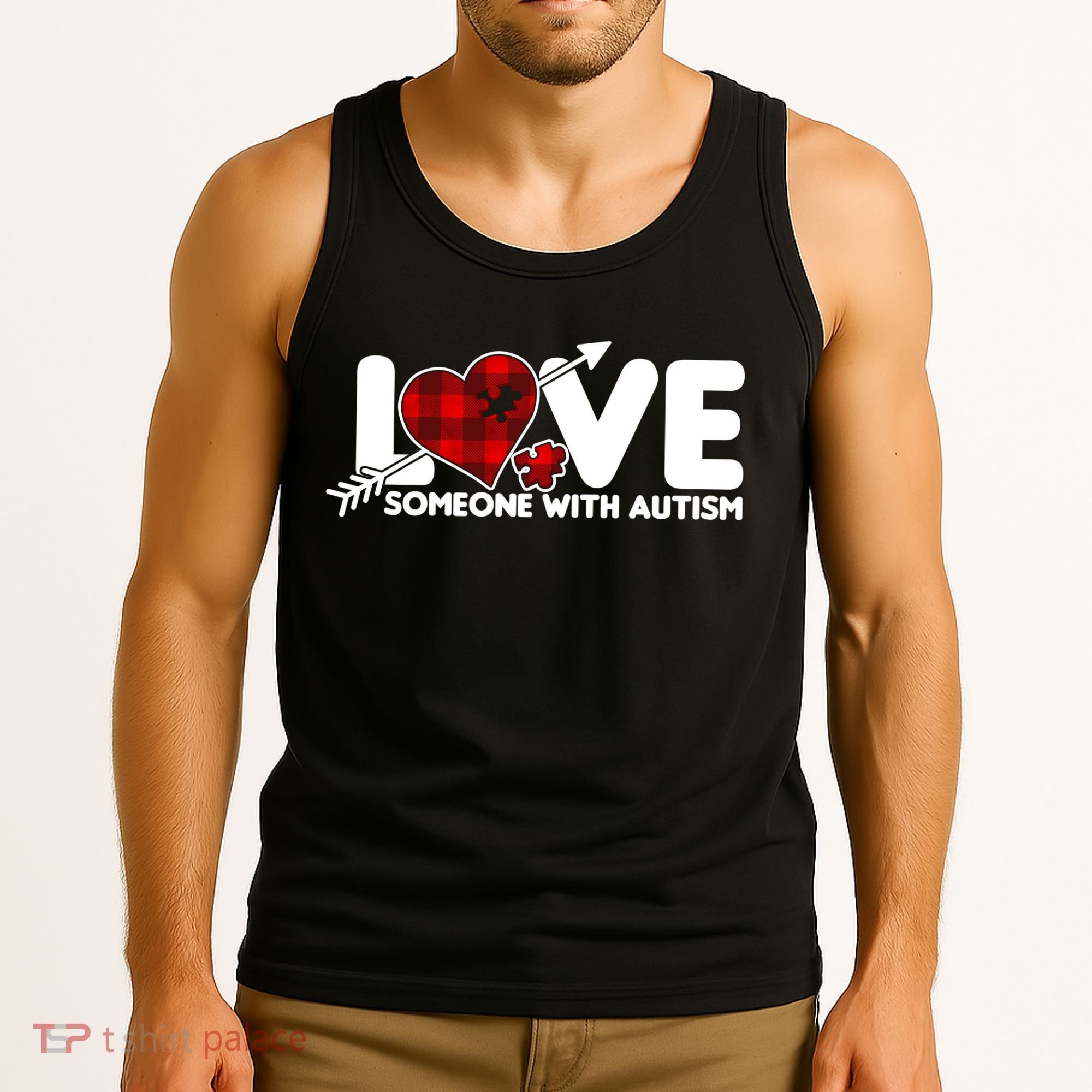 Plaid Love Someone With Autism Tank Top