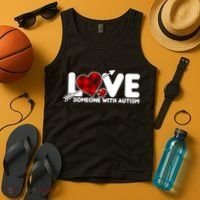 Plaid Love Someone With Autism Tank Top thumb 4