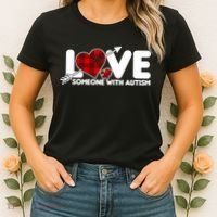Plaid Love Someone With Autism Women's T-Shirt thumb 2