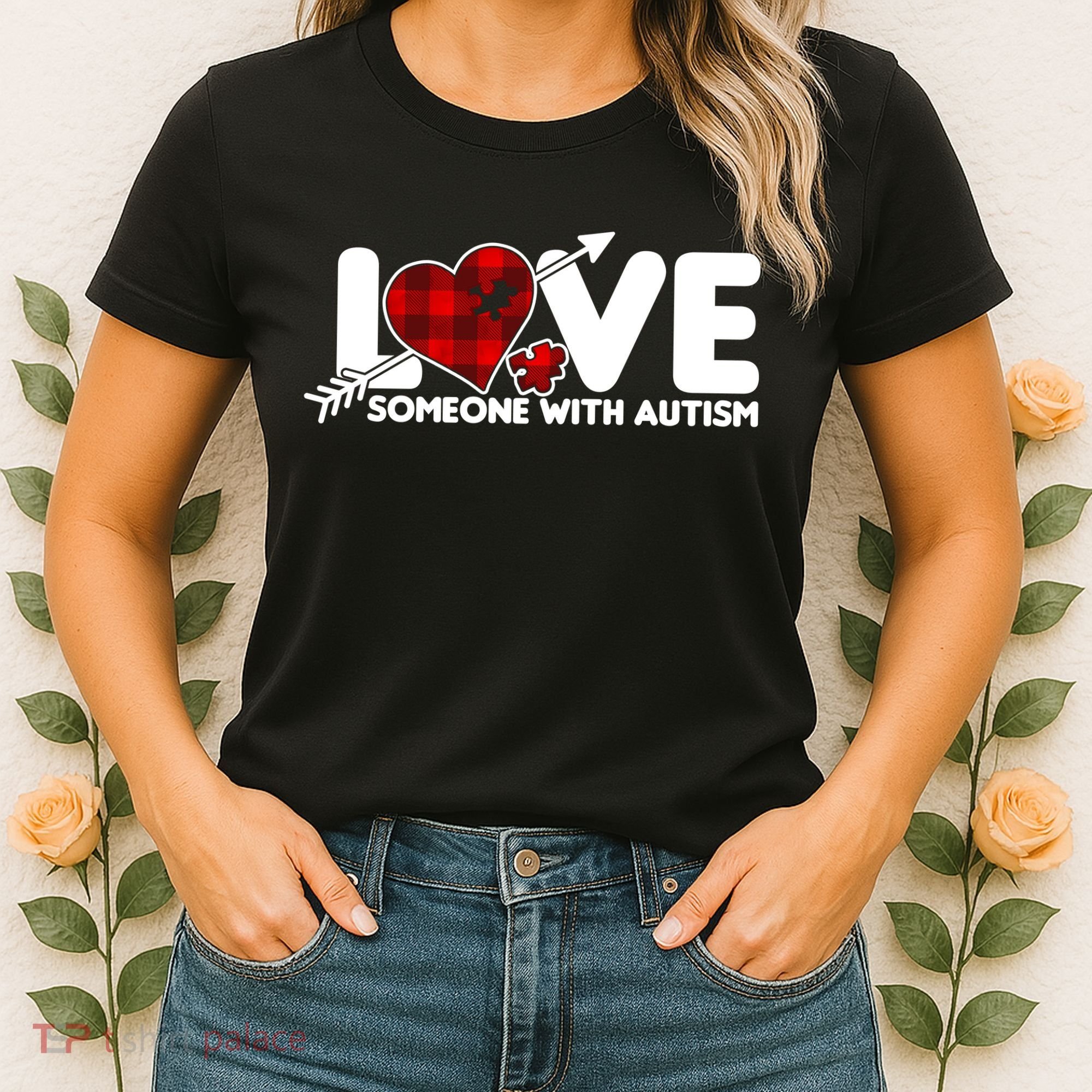 Plaid Love Someone With Autism Women's T-Shirt