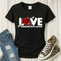 Plaid Love Someone With Autism Women's T-Shirt thumb 3