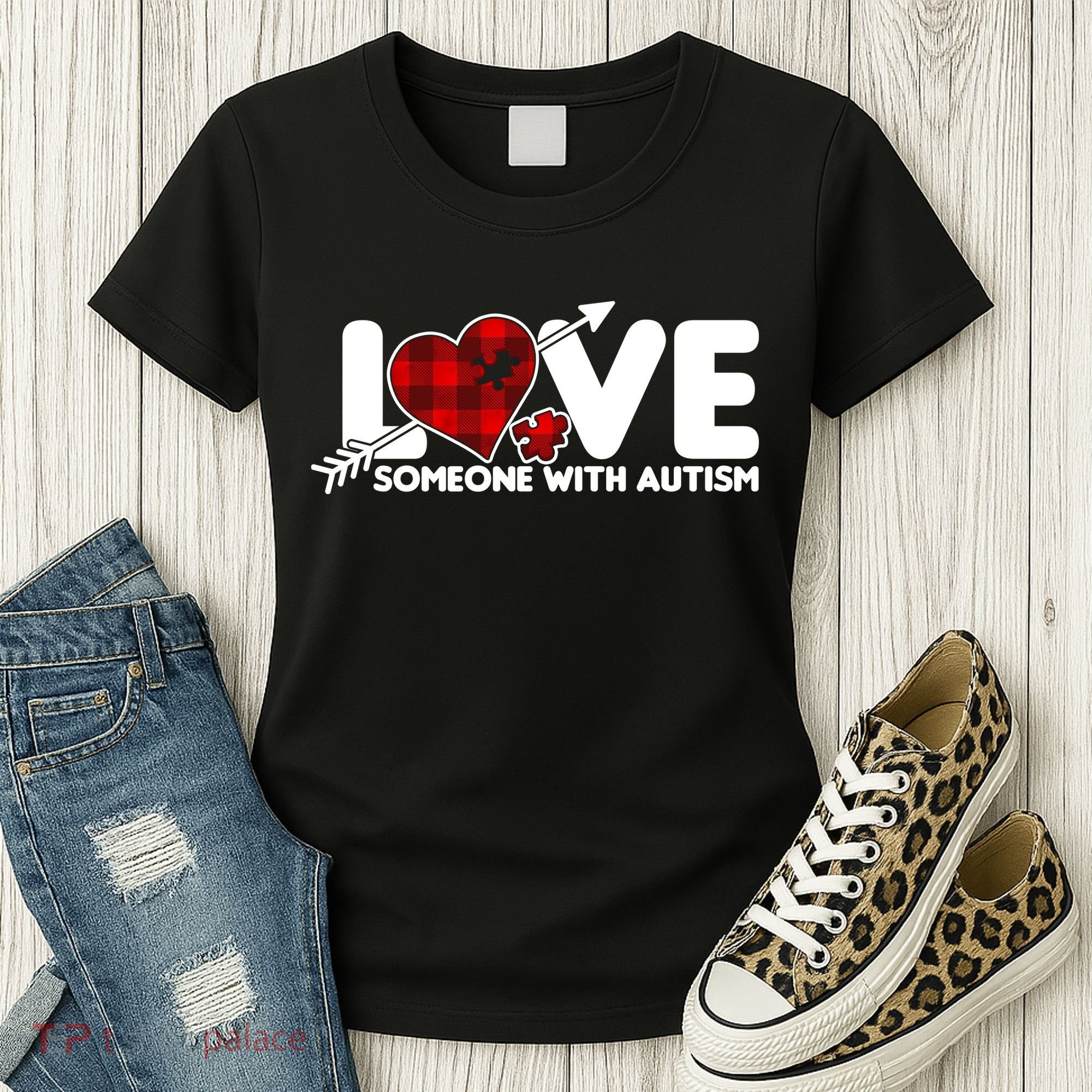 Plaid Love Someone With Autism Women's T-Shirt