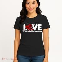 Plaid Love Someone With Autism Women's T-Shirt thumb 4