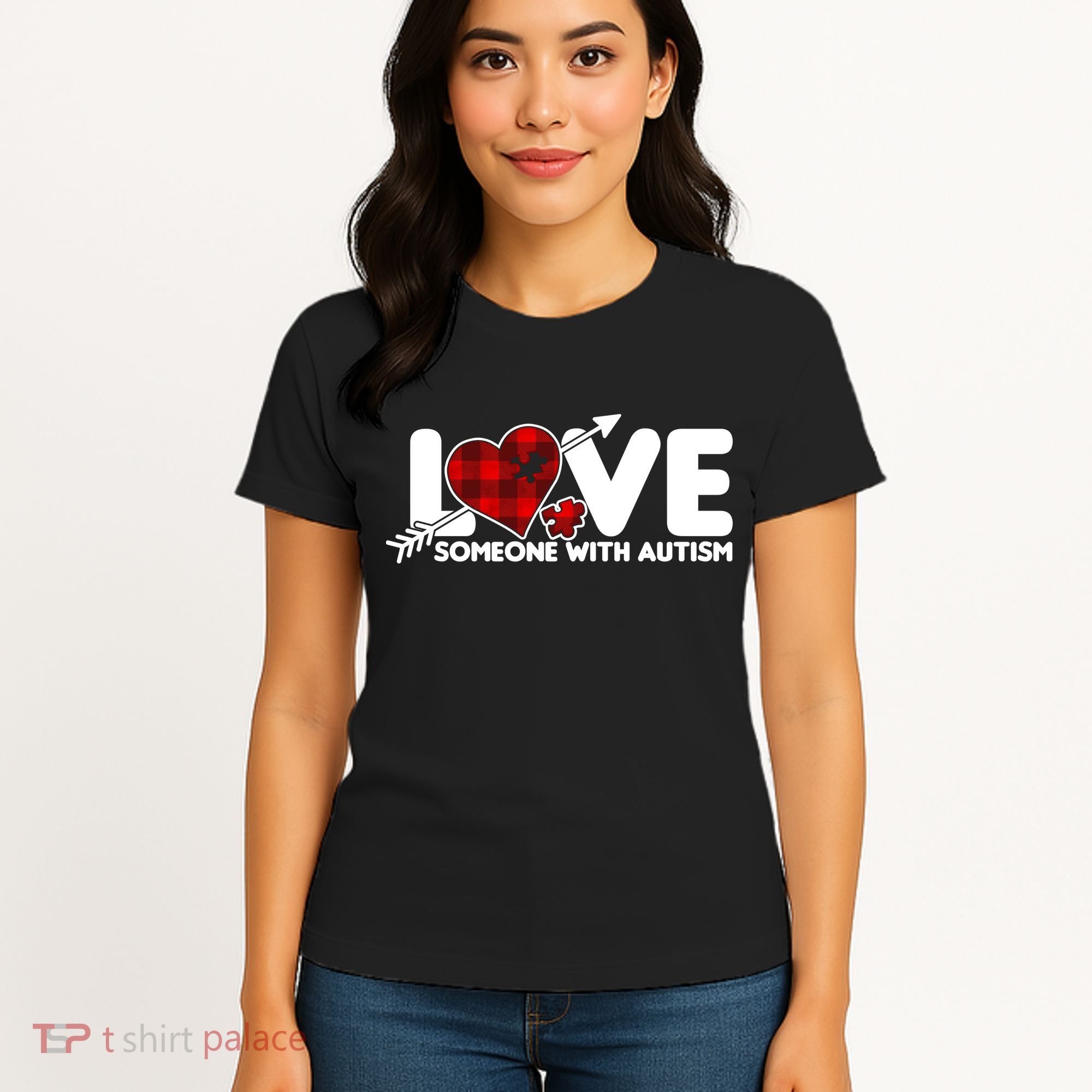 Plaid Love Someone With Autism Women's T-Shirt