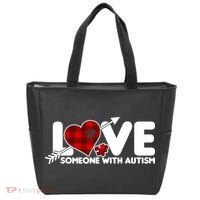 Plaid Love Someone With Autism Tote Bag thumb 0