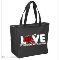 Plaid Love Someone With Autism Tote Bag thumb 2