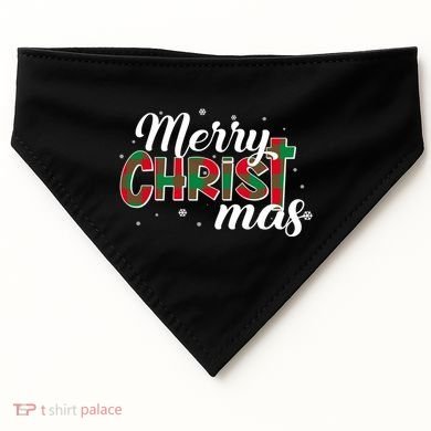 Plaid Merry Christmas Christ USA-Made Doggie Bandana