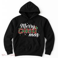 Plaid Merry Christmas Christ Hoodie thumb 0