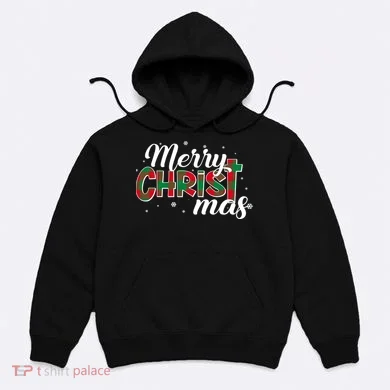 Plaid Merry Christmas Christ Hoodie