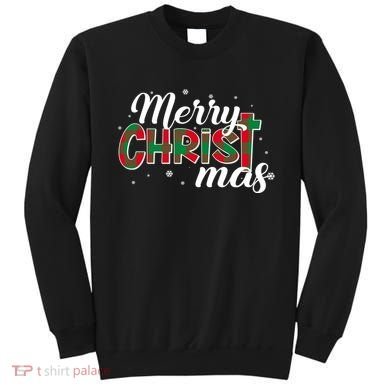 Plaid Merry Christmas Christ Sweatshirt