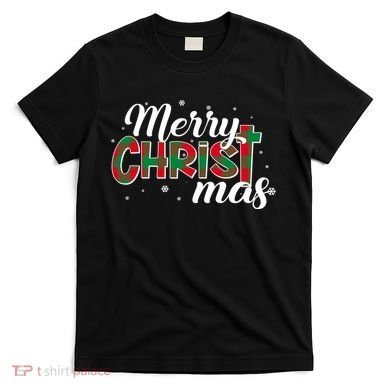 Plaid Merry Christmas Christ T-Shirt
