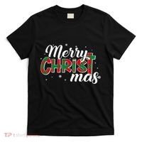 Plaid Merry Christmas Christ T-Shirt thumb 0