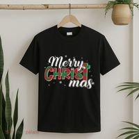 Plaid Merry Christmas Christ T-Shirt thumb 2
