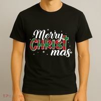Plaid Merry Christmas Christ T-Shirt thumb 3