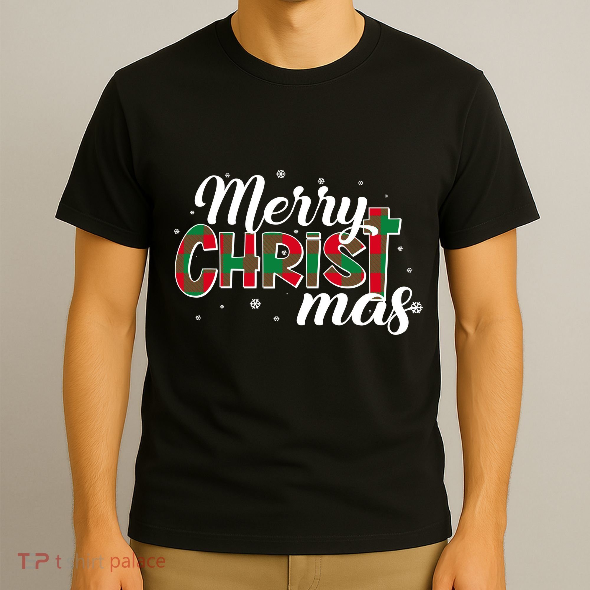 Plaid Merry Christmas Christ T-Shirt