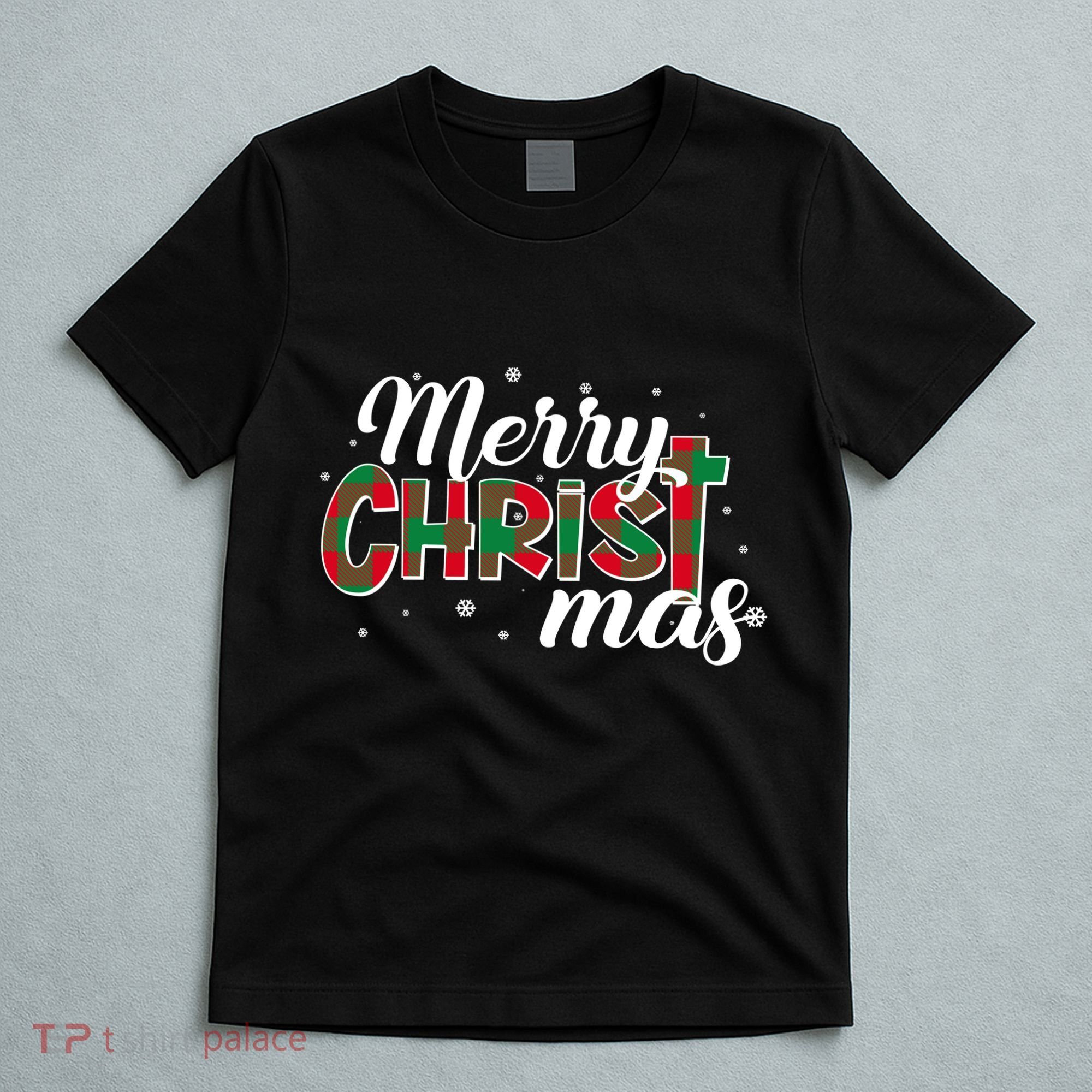 Plaid Merry Christmas Christ T-Shirt