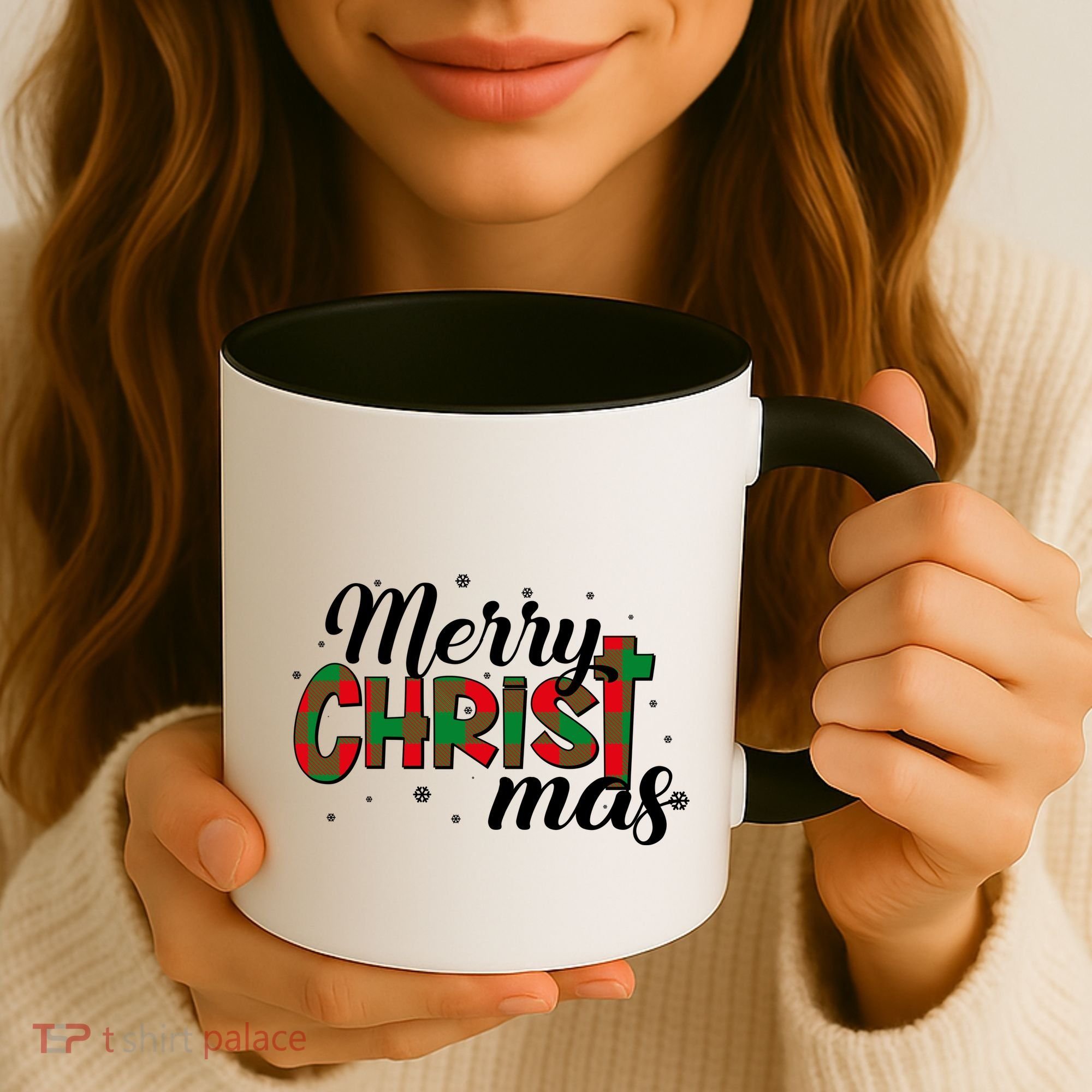 Plaid Merry Christmas Christ Coffee Mug