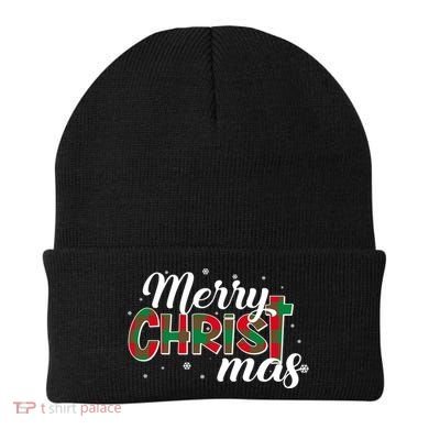 Plaid Merry Christmas Christ Beanie