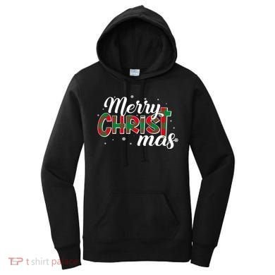 Plaid Merry Christmas Christ Women's Hoodie