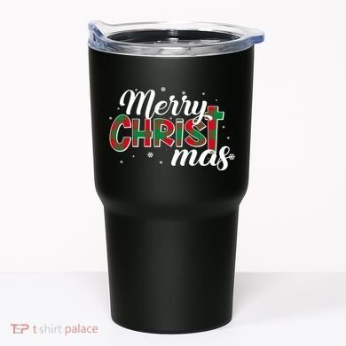 Plaid Merry Christmas Christ Tumbler