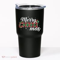 Plaid Merry Christmas Christ Tumbler thumb 0
