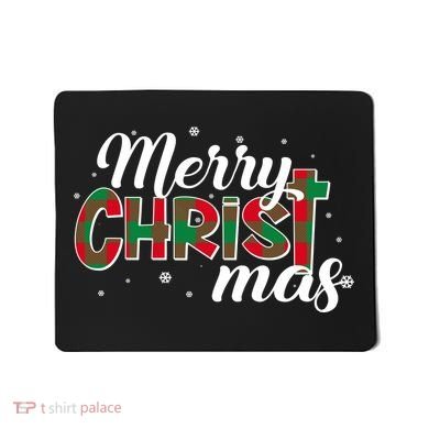Plaid Merry Christmas Christ Mousepad
