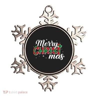 Plaid Merry Christmas Christ Ornament